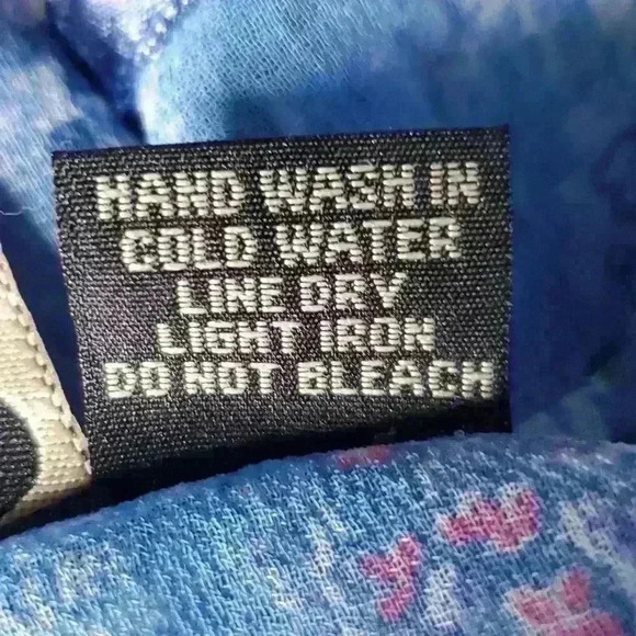 Vintage Y2K Nancy-K Sheer Blue Paisley Boho Bell Sleeve Blouse sz M - Picture 9 of 9